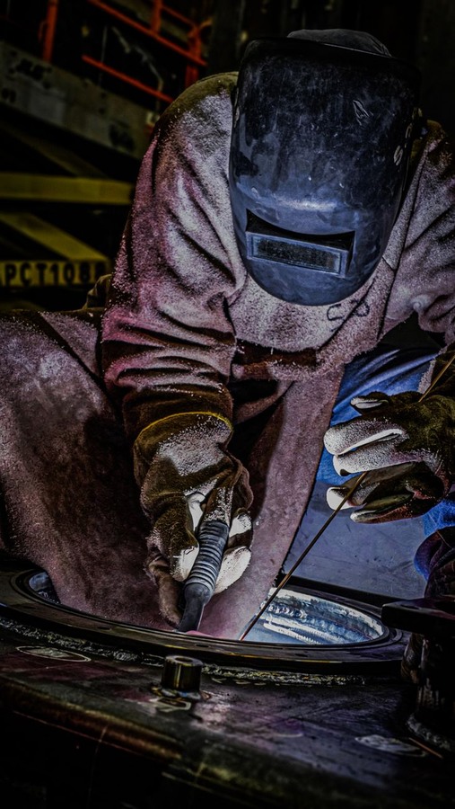 Welded steel joint detail showing craftsmanship